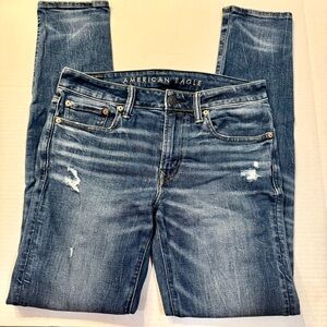 American Eagle Men's Dark Wash Slightly Distressed Skinny Jeans | Sz 32 x 34